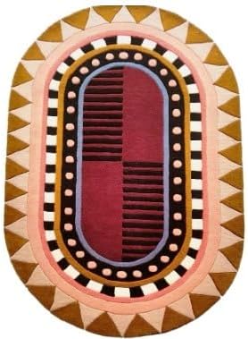 Hand Tufted Area Rug, Oval Pattern, Luxurious Soft and Cozy Woolen Rug, Modern Design Rug for Dining Room, Living Room Rug, Eclectic Home Decor Rug, Multicolor 2, Size- 5X8 ft