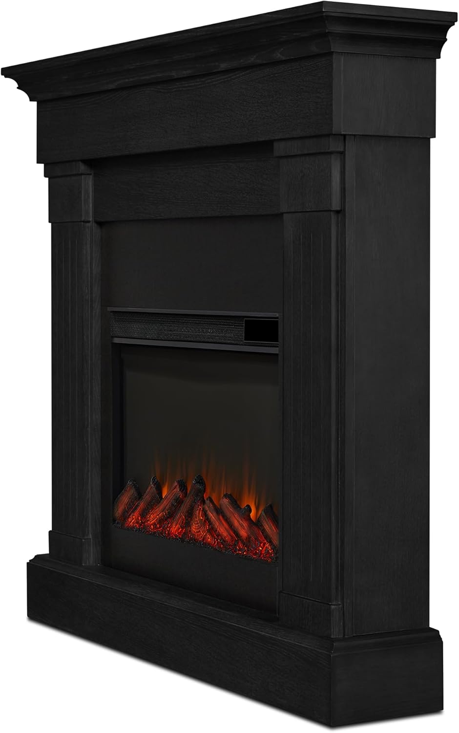 Real Flame Crawford 48" Slim Indoor Electric Fireplace with Mantel for Living Room or Bedroom, Replaceable Fireplace Insert Heater, Realistic Log and Flame Effect, Remote Control, Timer.