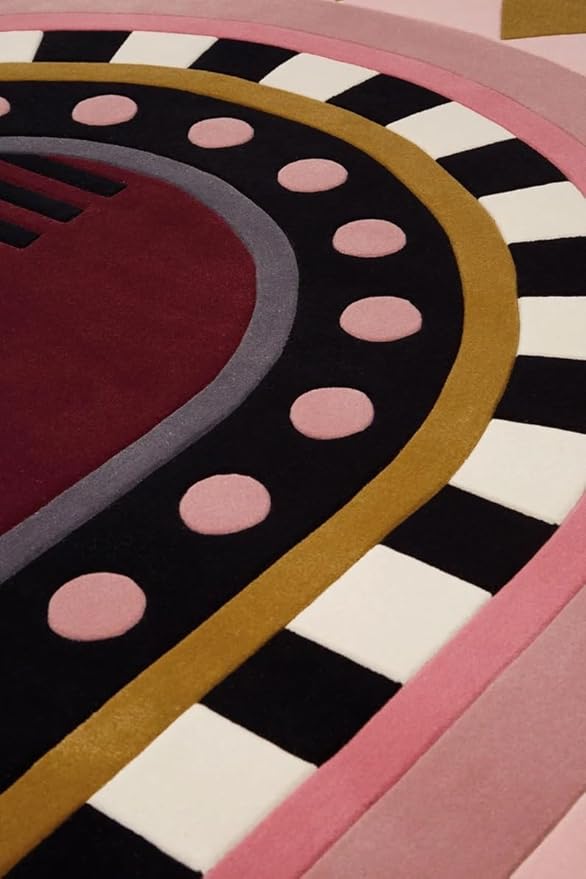 Hand Tufted Area Rug, Oval Pattern, Luxurious Soft and Cozy Woolen Rug, Modern Design Rug for Dining Room, Living Room Rug, Eclectic Home Decor Rug, Multicolor 2, Size- 5X8 ft