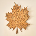 NEODECO Maple Leaf 3D Carved Wood Wall Art, Rustic Solid Oak Wall Decor, Wooden Wall Sculpture (Small)