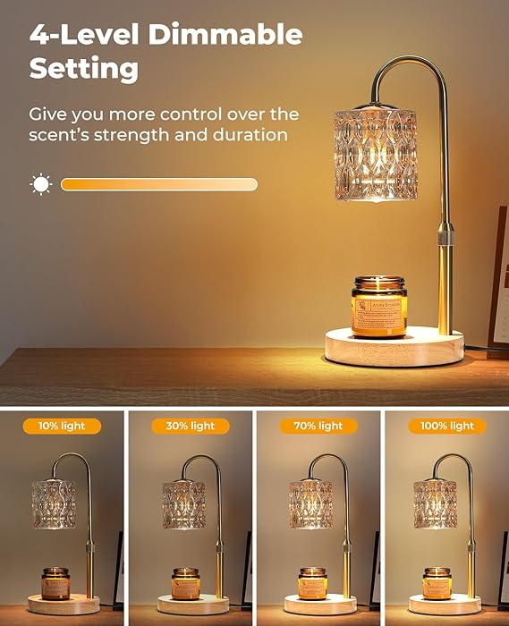 Candle Warmer Lamp, Candle Warmer with Timer and Dimmer, Adjustable Height Electric Candles Lamp with 2 Bulbs for Scented Jar, Wax Melter Lamp for Home Decor, Gifts for Women