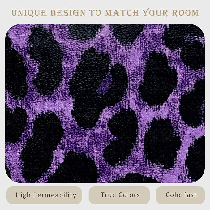 Leopard Print Rug Runner - Purple Leopard Print Carpet 8x10, Cheetah Area Rug Home Decor, Animal Skin Rome Decor & Gifts, Washable Non Slip Non Shedding Stain Resistant Carpet