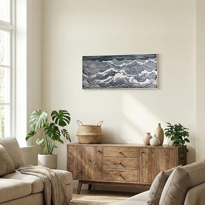 NEODECO Parametric Wood Waves wall decor, 3D wood wall sculpture, Waves in the Stormy Ocean Wood Wall Art, Abstract wall decor, Acoustic wall panel (Large)