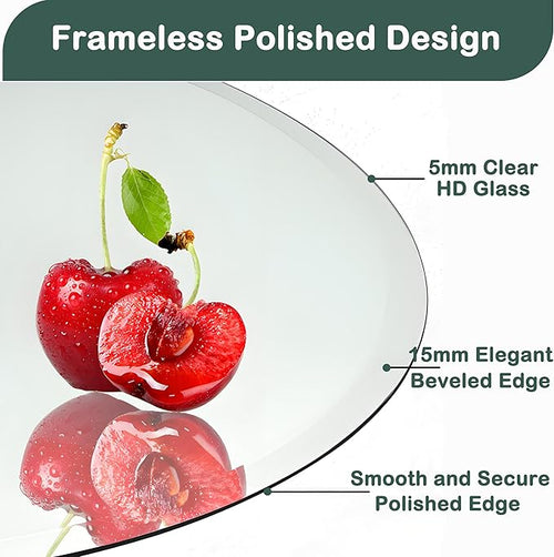 ANYHI 30 Inch Round Frameless Mirror, Beveled Edge, Wall Mounted, Modern Home Mirror for Bathroom Bedroom Living Room