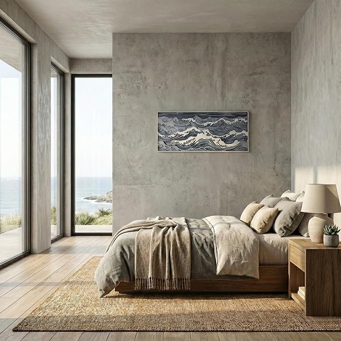 NEODECO Parametric Wood Waves wall decor, 3D wood wall sculpture, Waves in the Stormy Ocean Wood Wall Art, Abstract wall decor, Acoustic wall panel (Large)