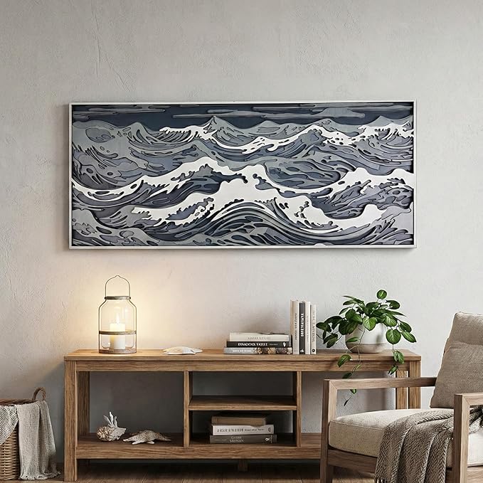 NEODECO Parametric Wood Waves wall decor, 3D wood wall sculpture, Waves in the Stormy Ocean Wood Wall Art, Abstract wall decor, Acoustic wall panel (Large)