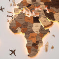 Enjoy The Wood 3D LED 3.0 Wood World Map Wall Art Modern Home Decor Gifts LED Lighting Wall Decor Housewarming Gift Idea Travel Wooden Maps Pinboard with Backlighting (Wall Art)